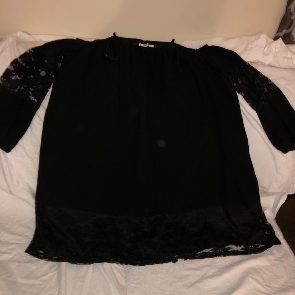 Black dress, off shoulder long sleeve